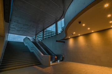 Obraz premium New pedestrian underpass in main station in capital of Czech republic Prague