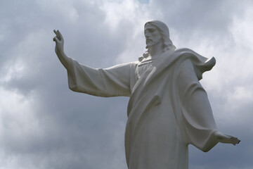 Fototapeta premium Jesus Christ with hand raised for blessing. Statue of Jesus of Nazareth