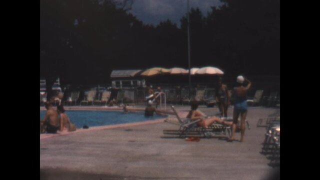 Elmwood Park Aquatic 1963 - Kids swim at a community pool.  
