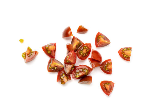 Long Plum Tomato Group Isolated, Fresh Small Cherry Tomatoes