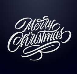 Merry Christmas vector text Calligraphic Lettering design card template. Calligraphic handmade lettering.