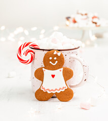 Bright and Cheerful Gingerbread woman Christmas Cookie.