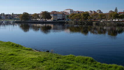 Fototapeta na wymiar View of the Ave River in Vila do Conde, Portugal.
