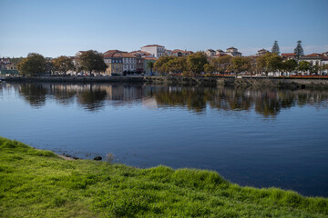 Fototapeta na wymiar View of the Ave River in Vila do Conde, Porto, Portugal.