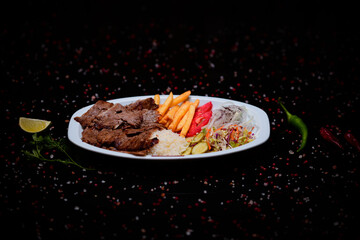 Turkish cuisine, doner meat with french fries