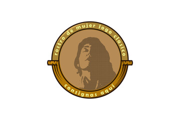 classic logo with woman silhouette in the vintage badges.