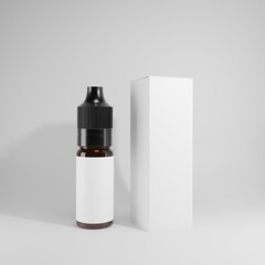 dropper bottle with a box on white background 3d render