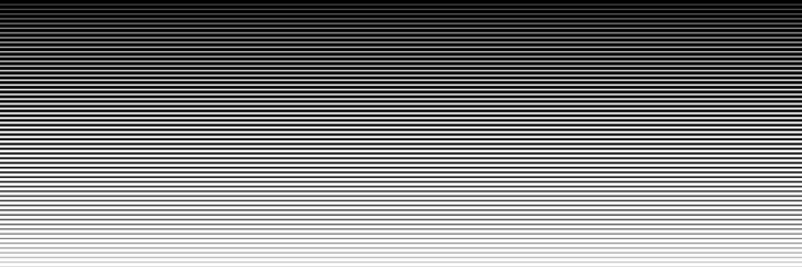 horizontal blended black lines isolated on white for pattern and background