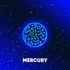 Obraz na płótnie Canvas Mercury planet neon icon design. Space and planets and universe concept. Web elements in neon style icons. Realistic icon for websites, web design, mobile app, info graphics.