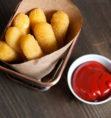 large cheese sticks made of deep-fried baked cheese