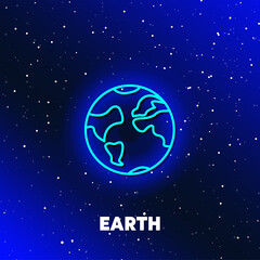 Fototapeta na wymiar Earth planet neon icon design. Space and planets and universe concept. Web elements in neon style icons. Realistic icon for websites, web design, mobile app, info graphics.