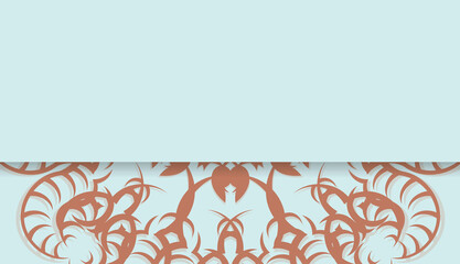 Baner in aquamarine color with Indian coral ornament and place for your text