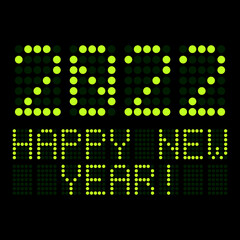 Illustration of a digital display shows the date of the new year 2022.