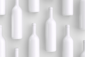 White bottles on white background