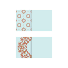 An aquamarine business card with vintage coral ornaments for your personality.