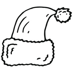hand drawn santa claus hat in doodle style
