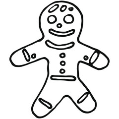hand drawn gingerbread man cookie in doodle style