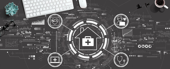 Telehealth theme with a computer keyboard and a mouse