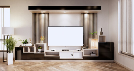 Interior, Cabinet in modern empty room on Livingroom. 3d rendering