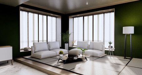 Minimal green Living room.3D rendering