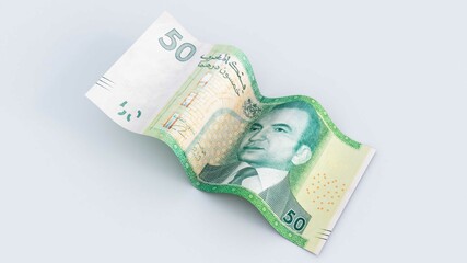 3d render of moroccan 50 Dirhams Banknotes. morocco money 50dh