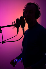 Voiceover actor studio microphone