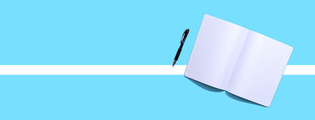 Blank white notebook from above - flat lay