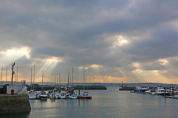 Storm clouds over Torquay harbour, Devon	