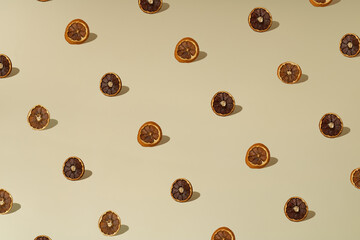 Fall atmosphere and retro pattern. Dry fruit texture.