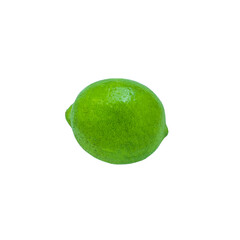 Close-up of the green lime fruit isolated on a white background.