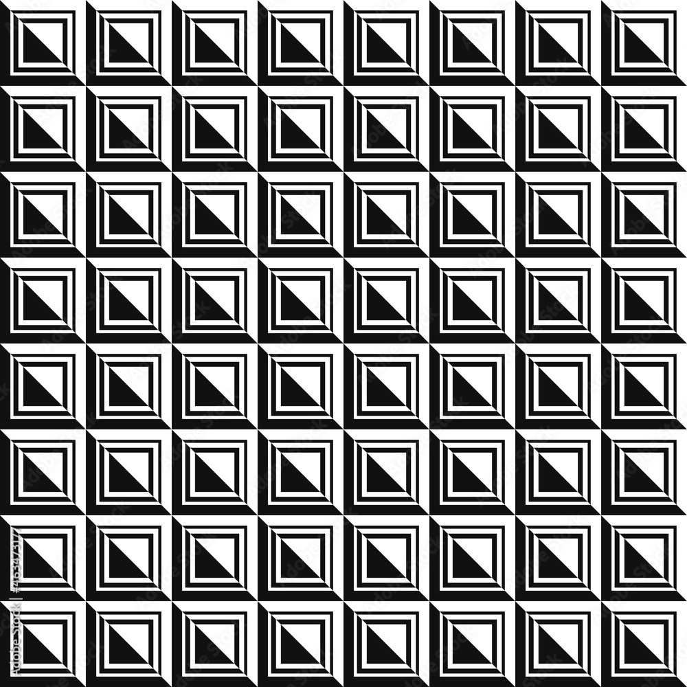 Poster Black and white tiles. Vector files with black and white color tiles. Halves of square tiles in different colors.