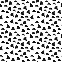 Curved pebbles in black. Shapes in black and white background. Vector seamless pattern.