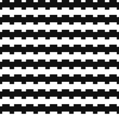 Black and white snakes through one. Vector lines seamless pattern.