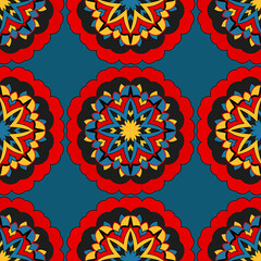 Seamless pattern in mosaic style. Indian, Arabic, Turkish ottoman motif. Abstract vector background.