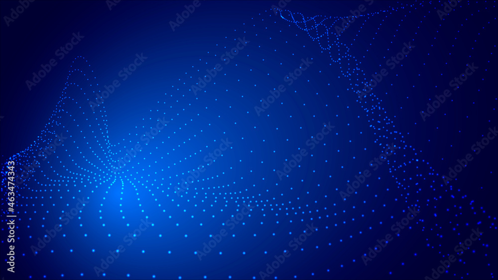 Poster Abstract digital wave of particles. Futuristic point wave. Technology background vector. Vector illustration
