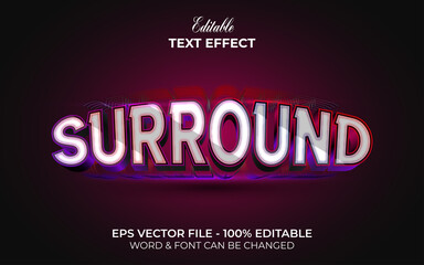 Fototapeta premium Surround text effect back light style. Editable text effect