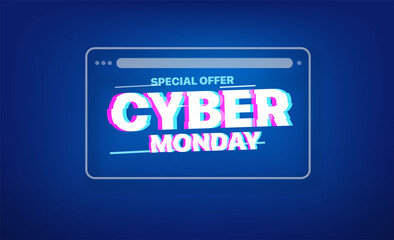 Cyber monday inscription on browser window