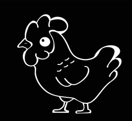 Chicken, food, funny chalk illustration isolated on black background. Concept for logo, cards, print