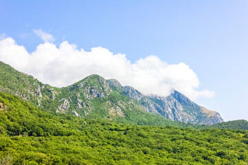 View of the rocks of Montenegro. The nature of the Budva Riviera.