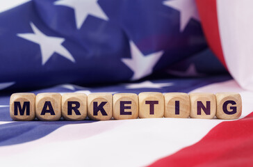 The US flag has cubes with the inscription - MARKETING