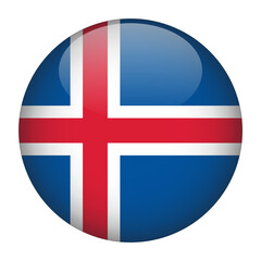 Fototapeta premium Iceland 3D Rounded Country Flag button Icon