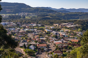 Obraz premium Village with houses and forest around