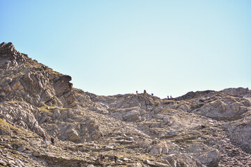 Hikers on the mountain range.