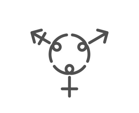 Genders line icon. Inclusion sign. Gender diversity symbol. Quality design element. Line style genders icon. Editable stroke. Vector