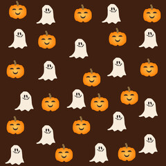 Halloween background with Pumpkins and ghost
