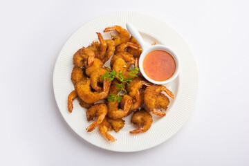 Jheenga fry or prawn or shrimp pakoda or fritter