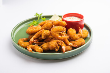 Jheenga fry or prawn or shrimp pakoda or fritter