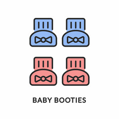 Baby booties flat line icon. Vector illustration infant boot for boys or girls