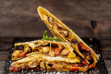 Quesadilla with Chicken Cheddar Cheese Red Pepper