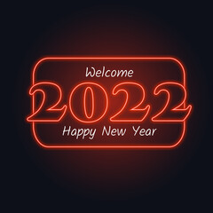 Happy New Year 2022 neon red